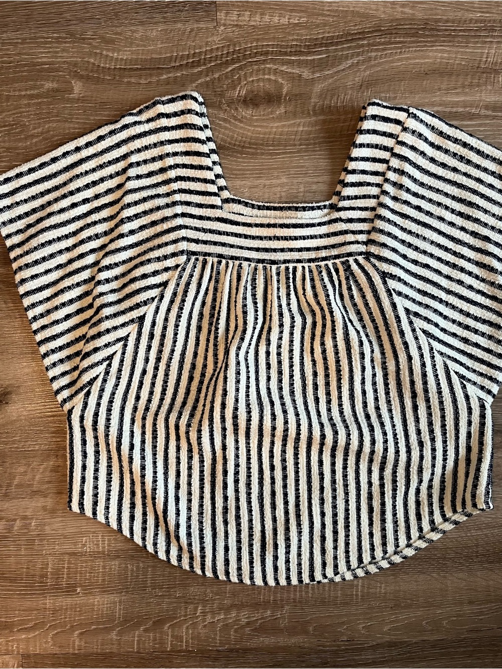 Madewell Navy White Stripe Square Neck Blouse Women’s Small Short Sleeve